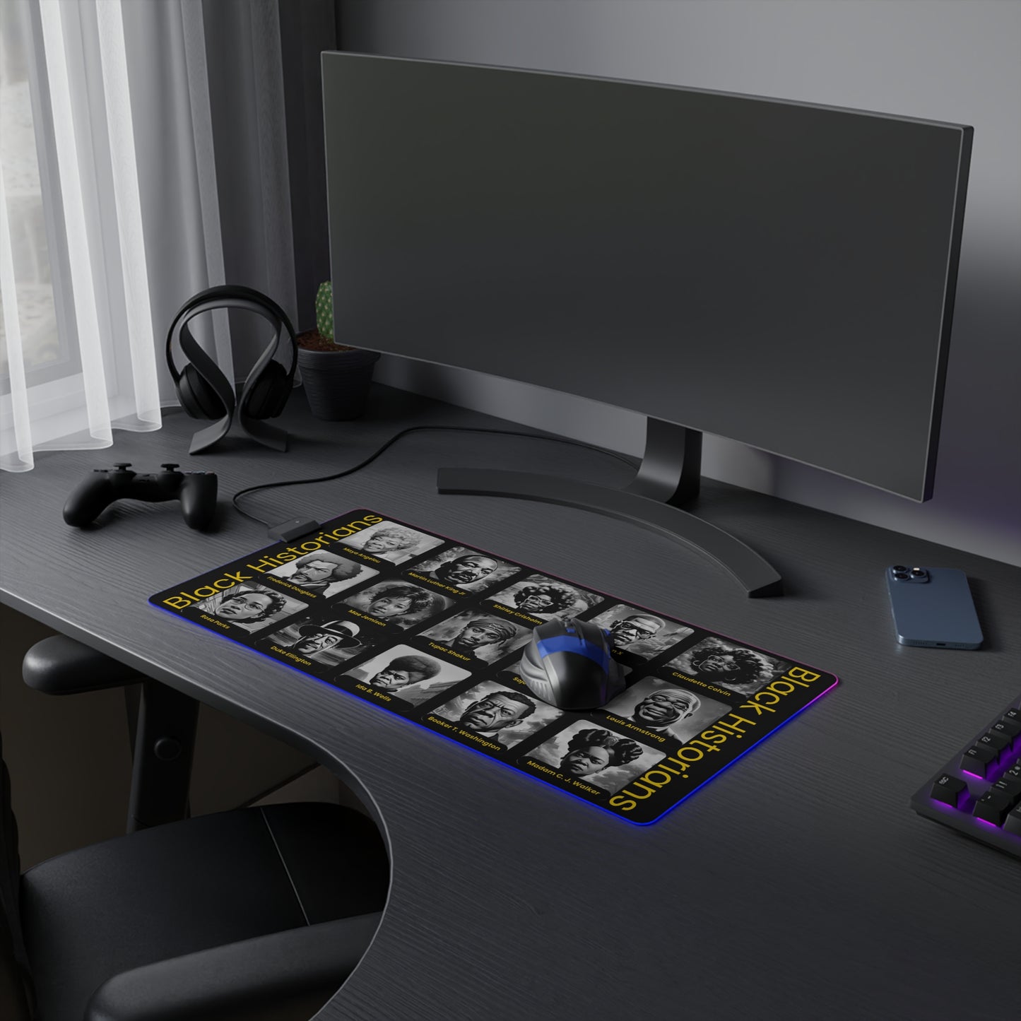 "Black Historians" LED Gaming Mouse Pad