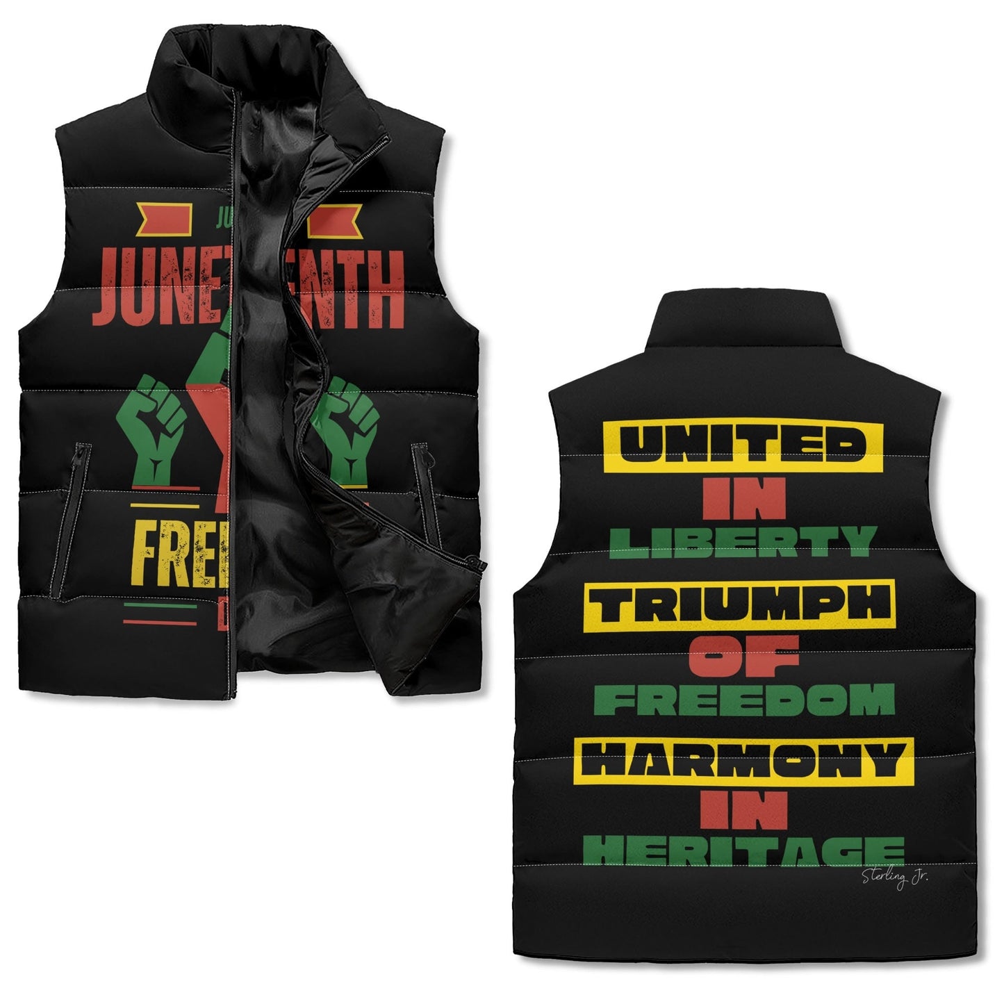 Juneteenth Fist Puffer Vest