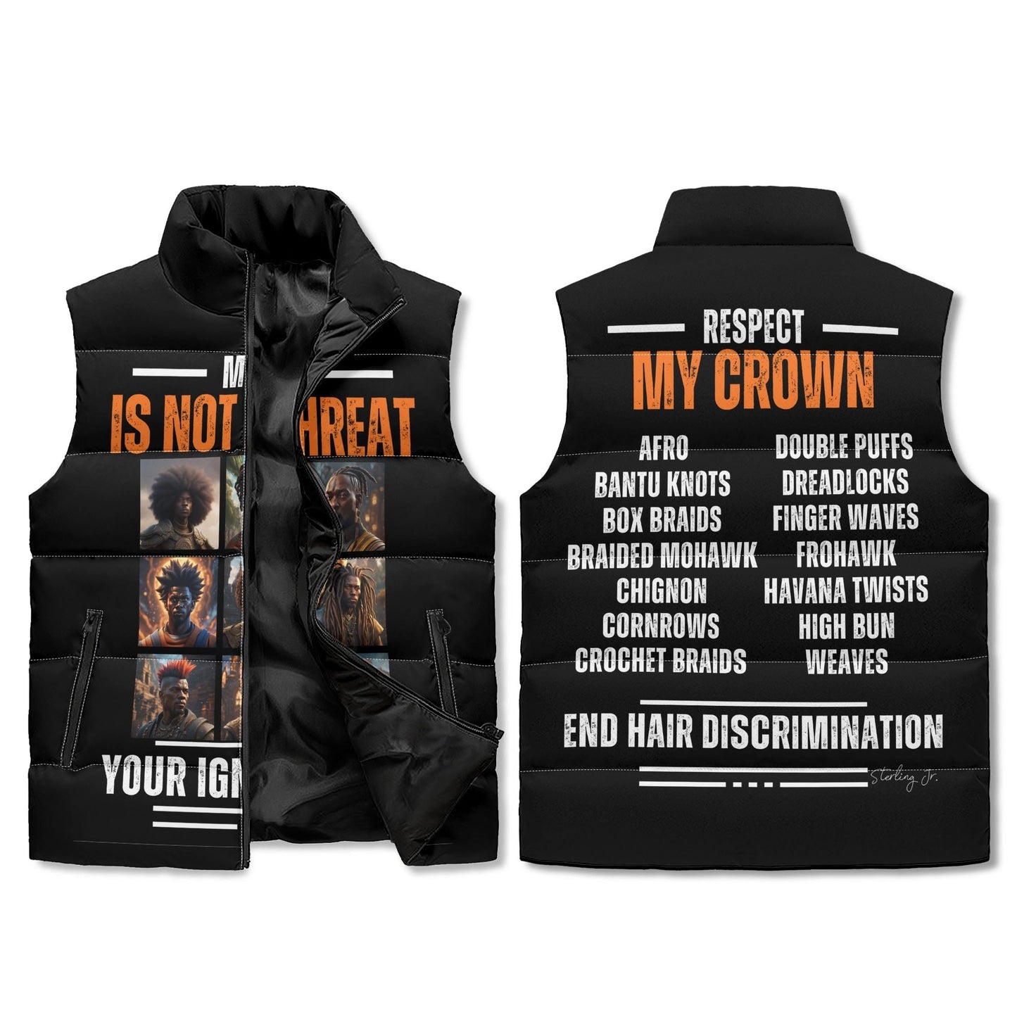 End Hair Discrimination Puffer Vest