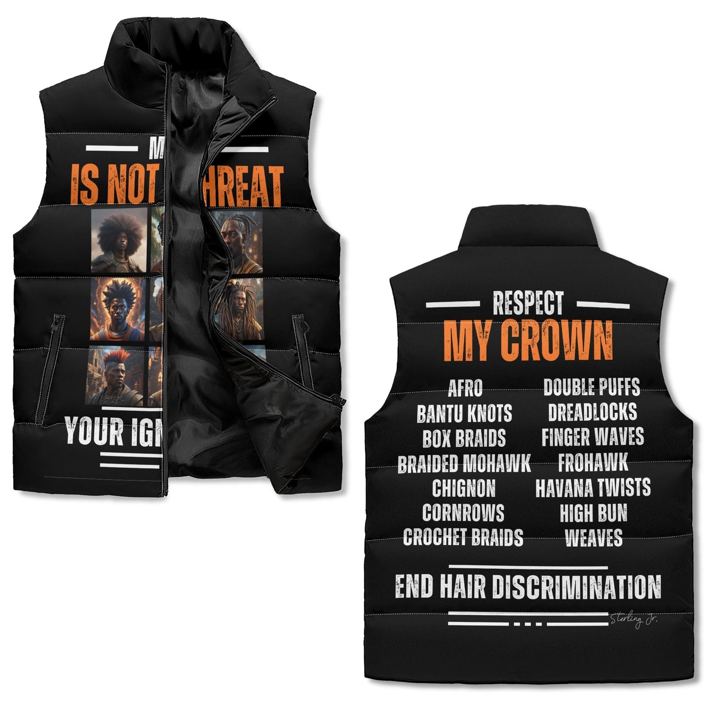 End Hair Discrimination Puffer Vest