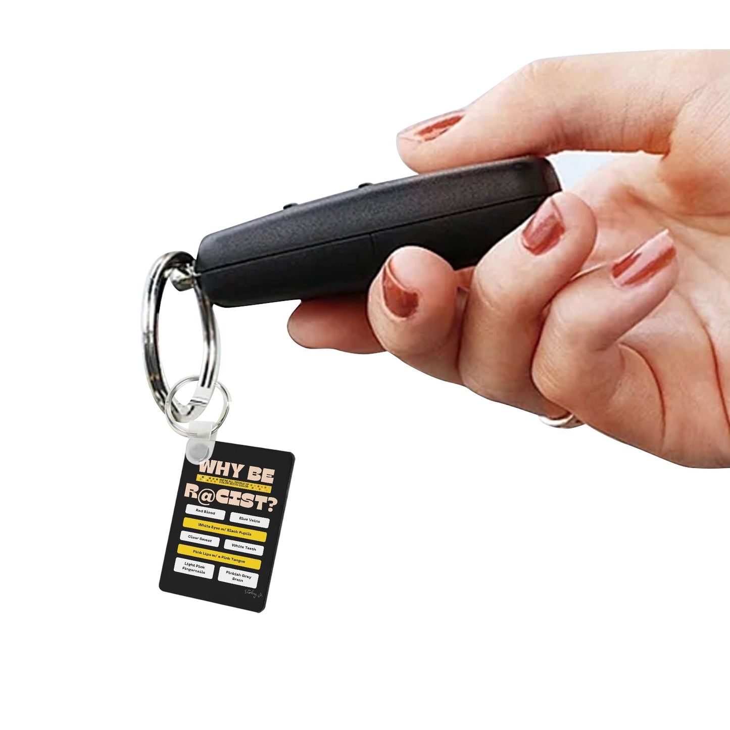 "Why Be R@cist" Universal MDF Keychain Rectangle Bags Chain Car Chain