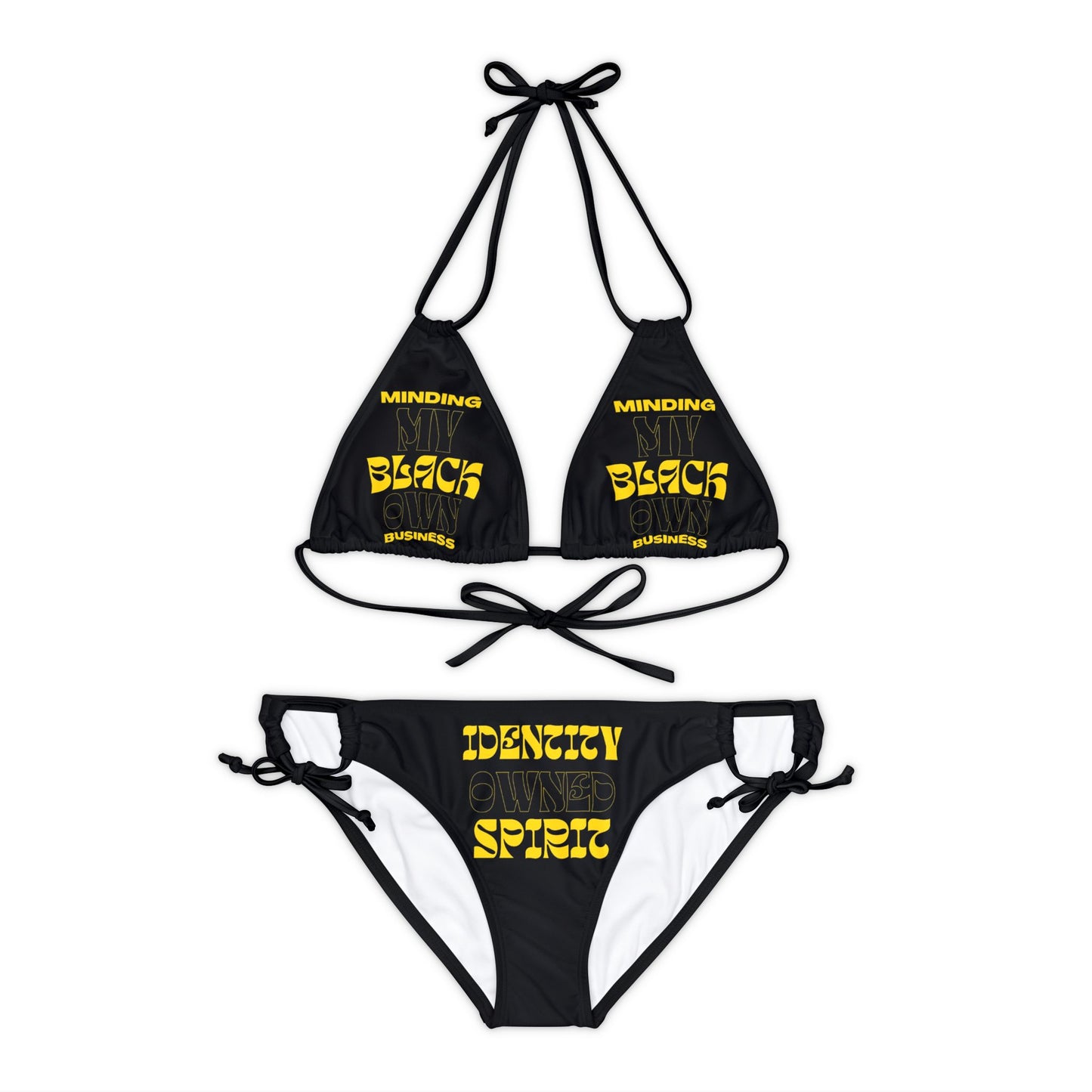 "Minding My Black Owned Business - Version B" Strappy Bikini Set