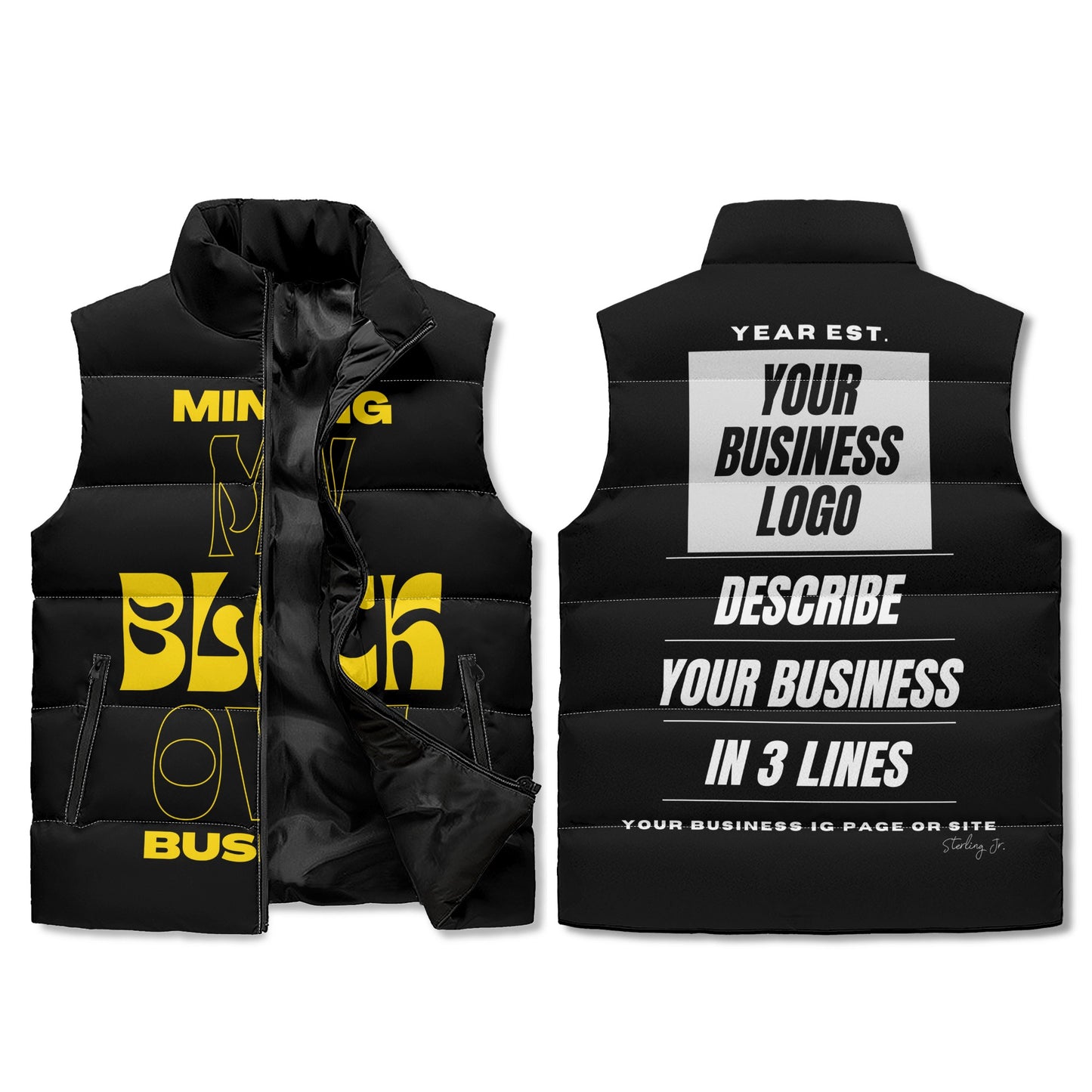 "Minding My Black Owned Business" Custom Puffer Vest