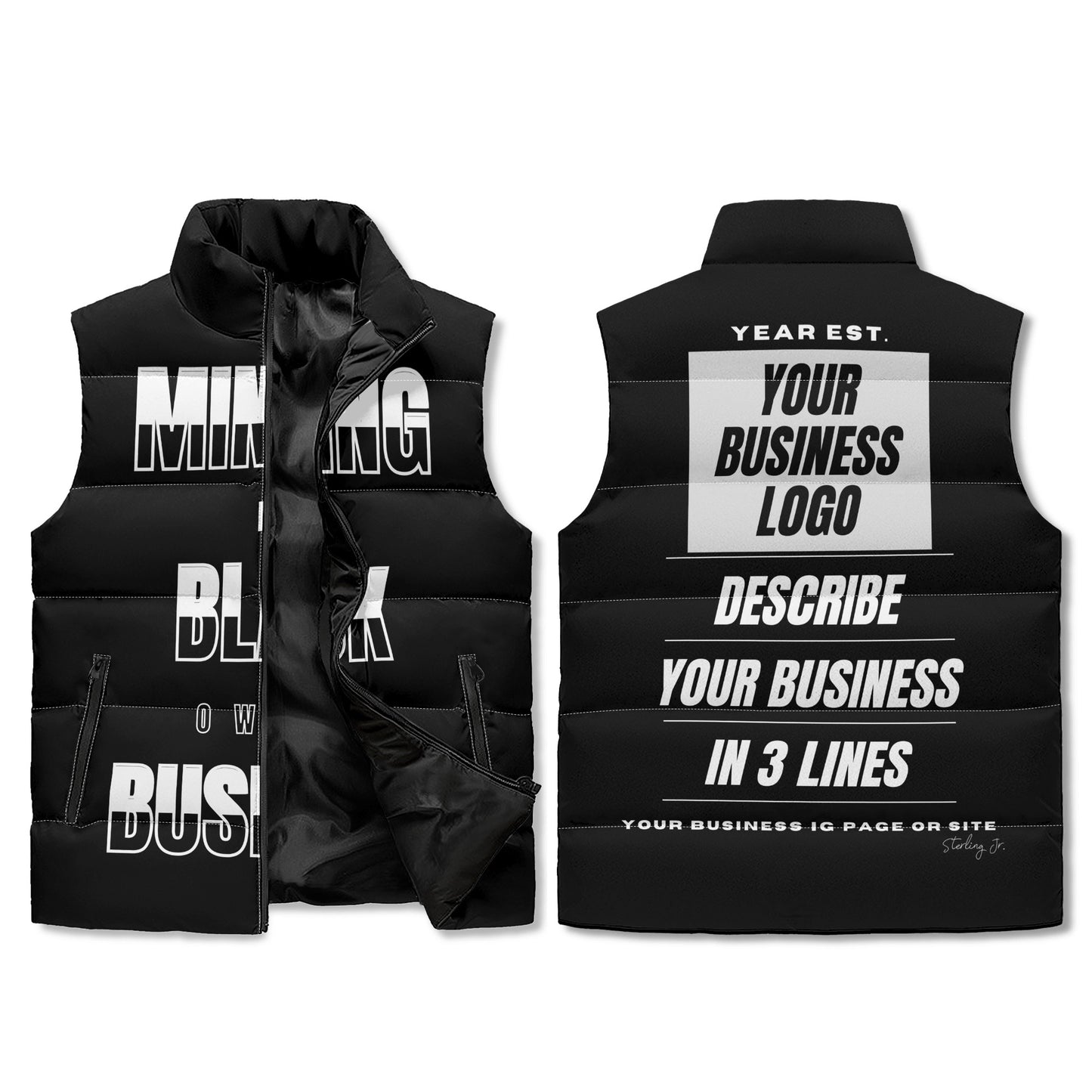 "Minding My Black Owned Business" Custom Puffer Vest