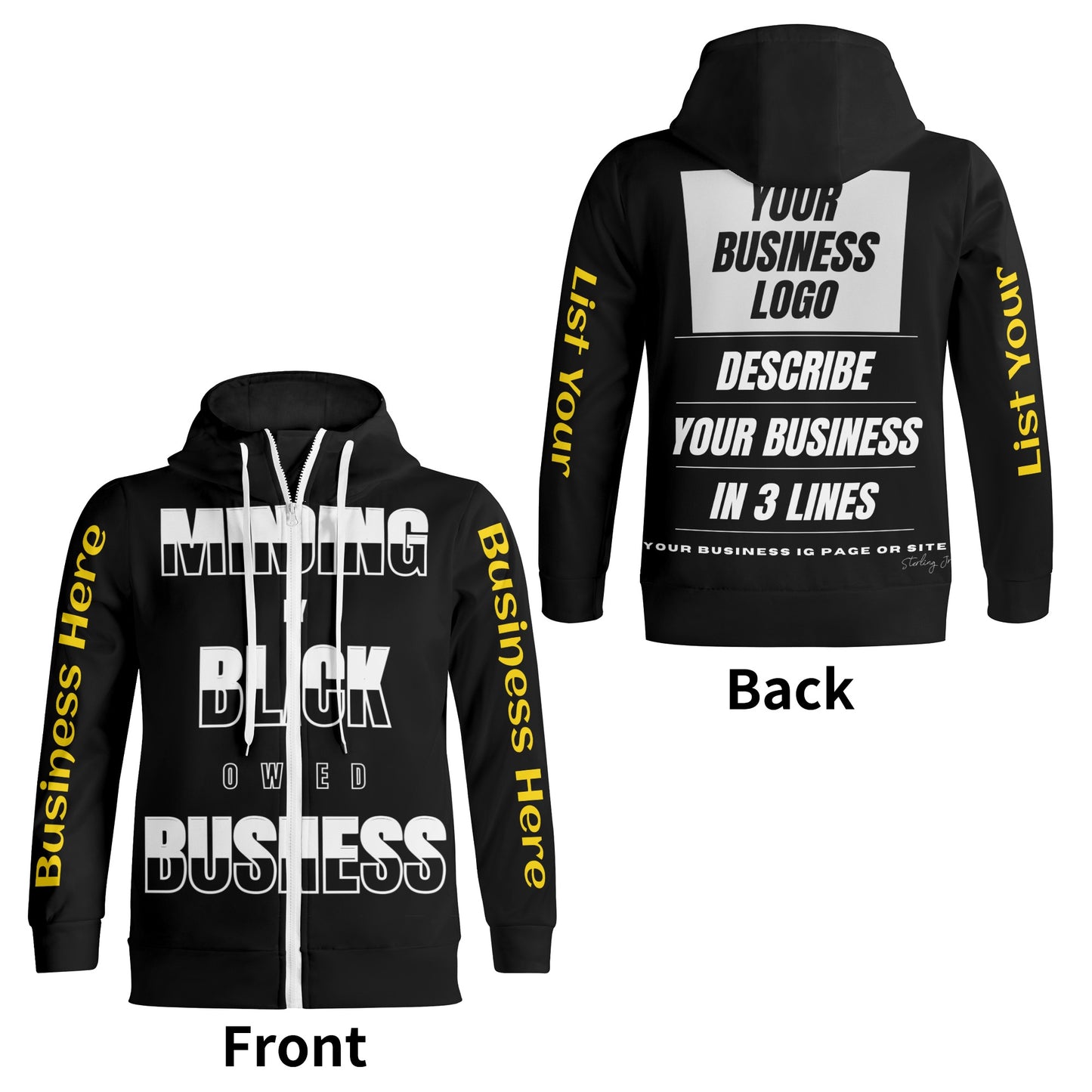 "Minding My Black Owned Business" Custom Turtleneck Hoodie