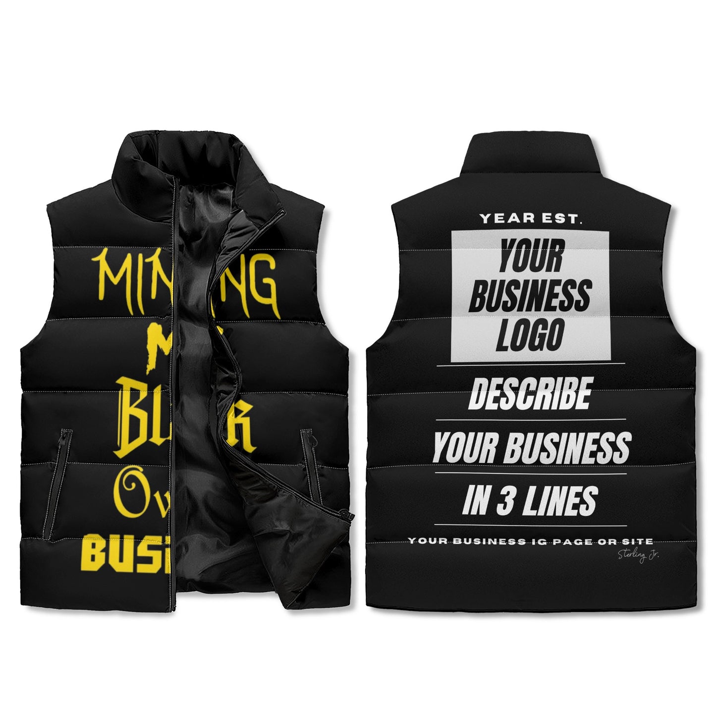 "Minding My Black Owned Business" Custom Puffer Vest