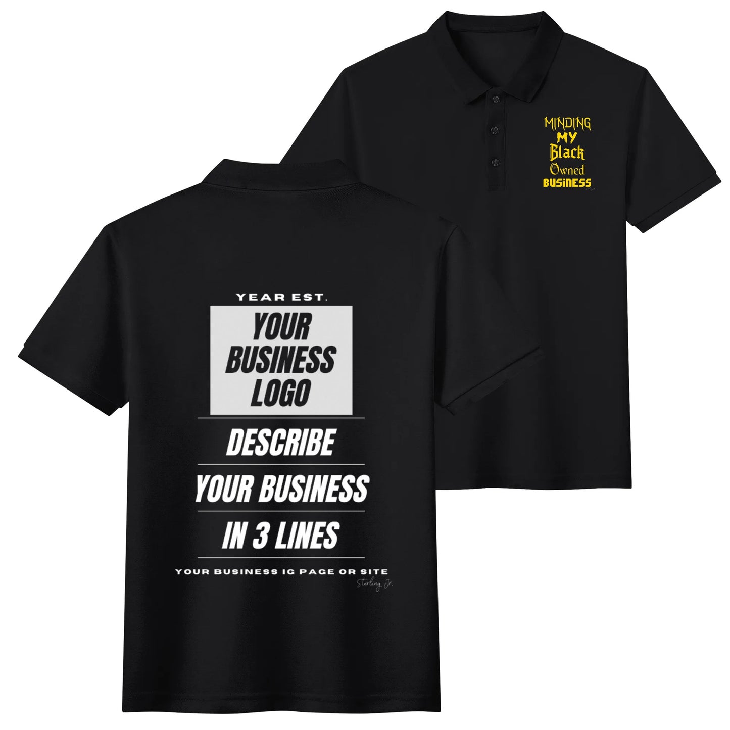 "Minding My Black Owned Business" Custom Cotton Polo Shirt