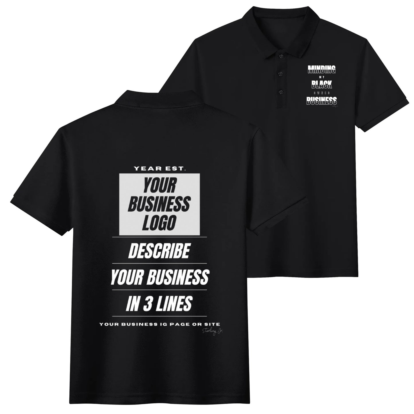 "Minding My Black Owned Business" Custom Cotton Polo Shirt