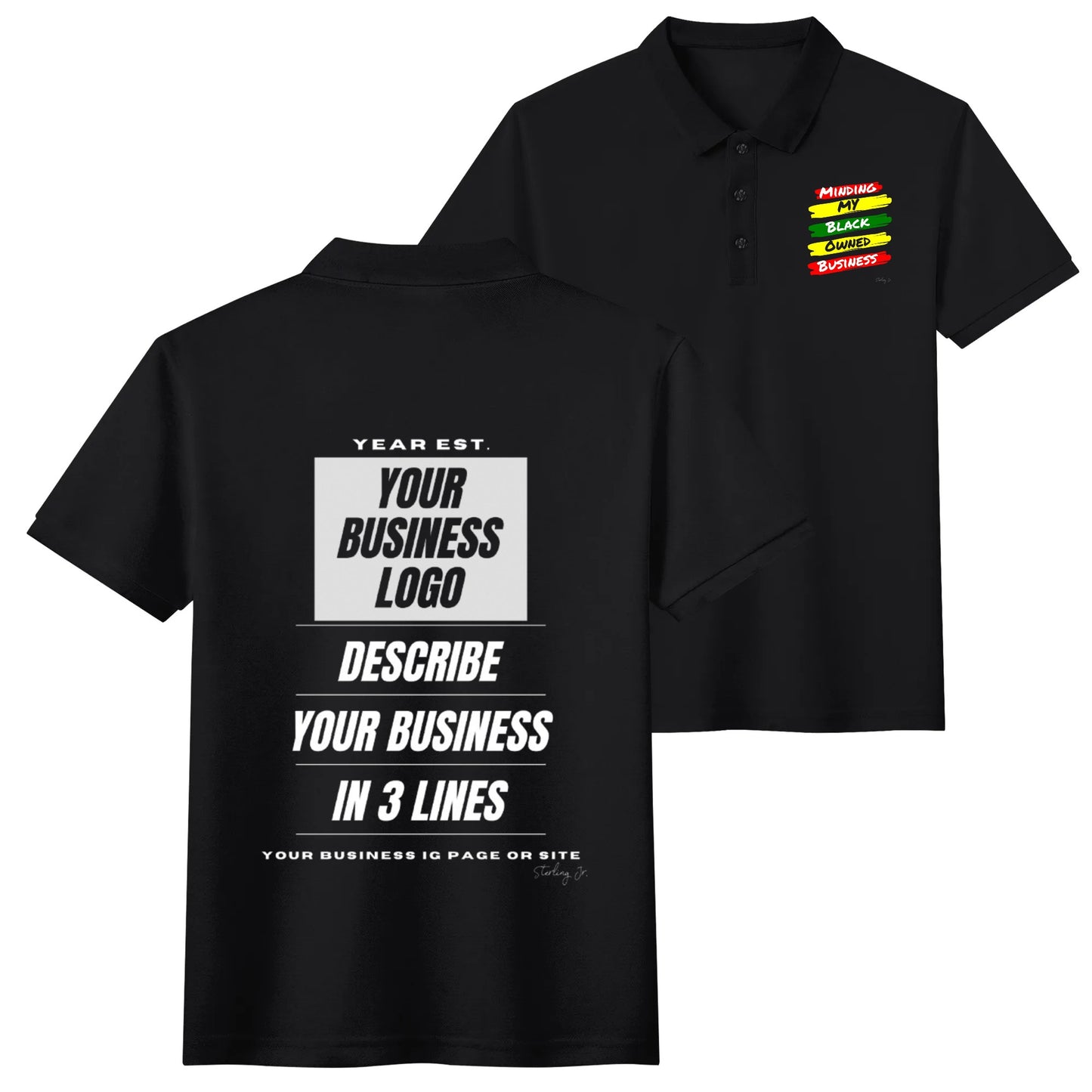 "Minding My Black Owned Business" Custom Cotton Polo Shirt