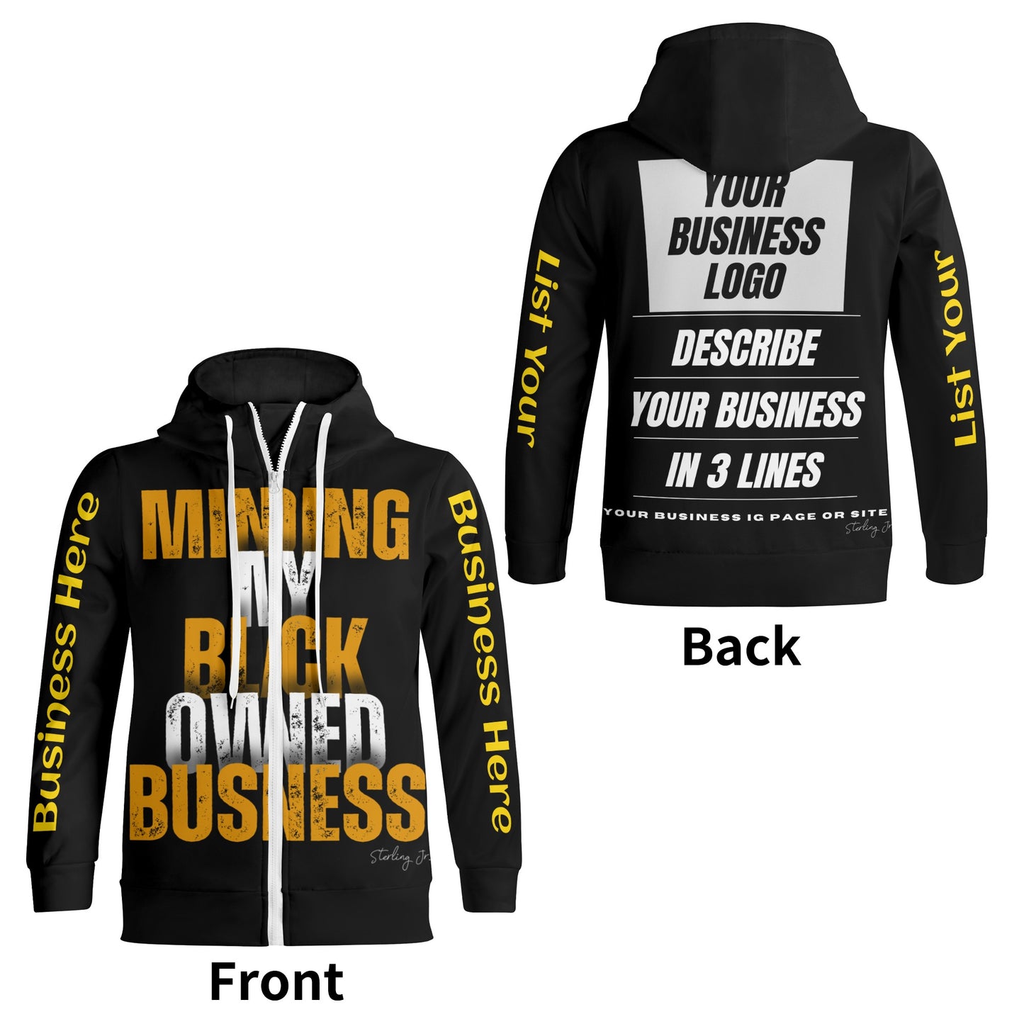 "Minding My Black Owned Business" Custom Turtleneck Hoodie