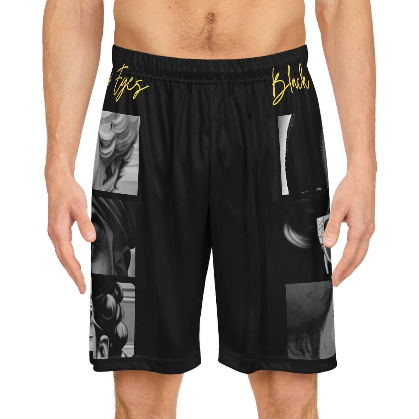 "Black Shonen Eyes" Basketball Shorts (AOP)