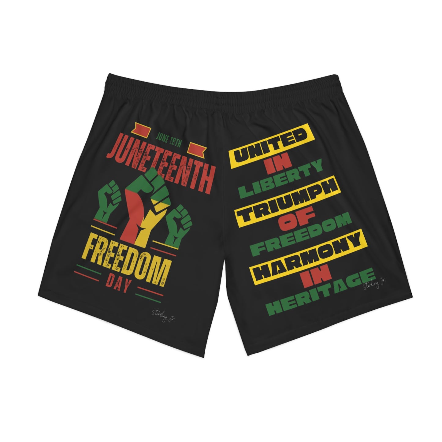 "Juneteenth Fist" Men's Elastic Beach Shorts