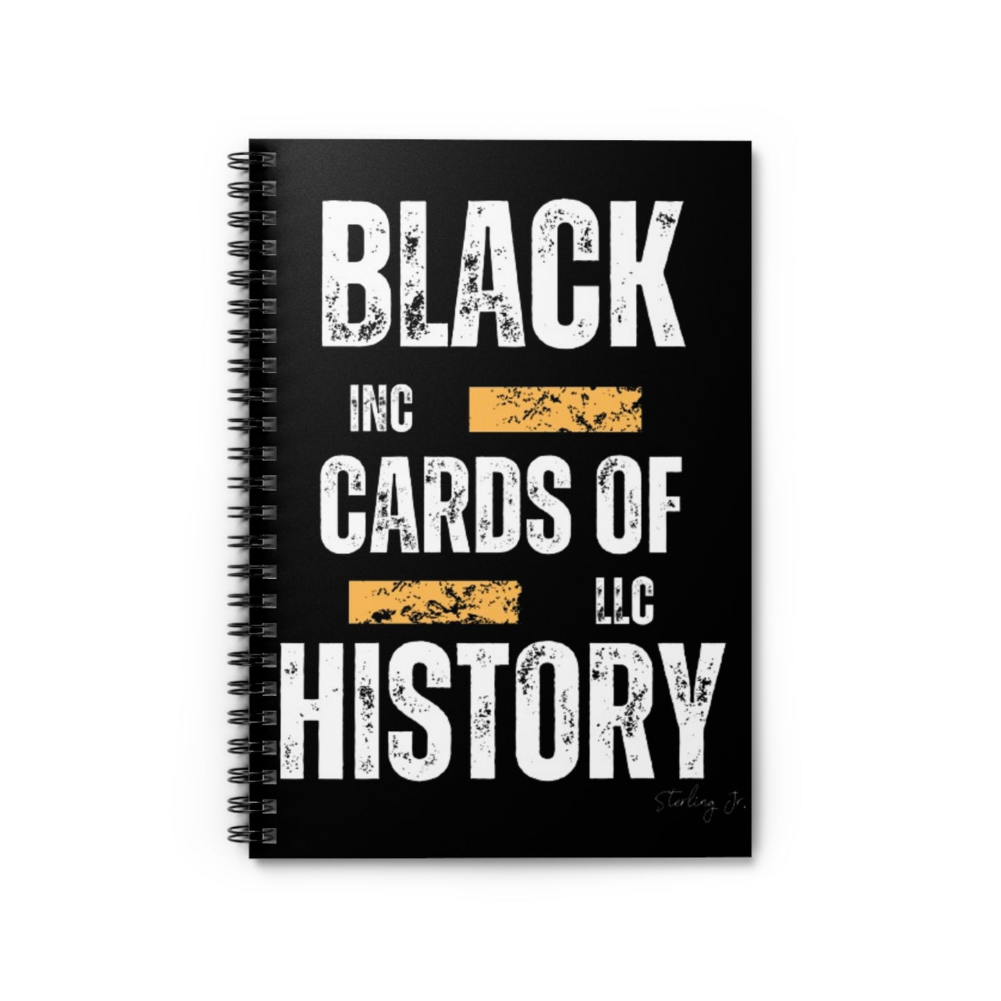 "Black Cards Of History - Front" Spiral Notebook - Ruled Line