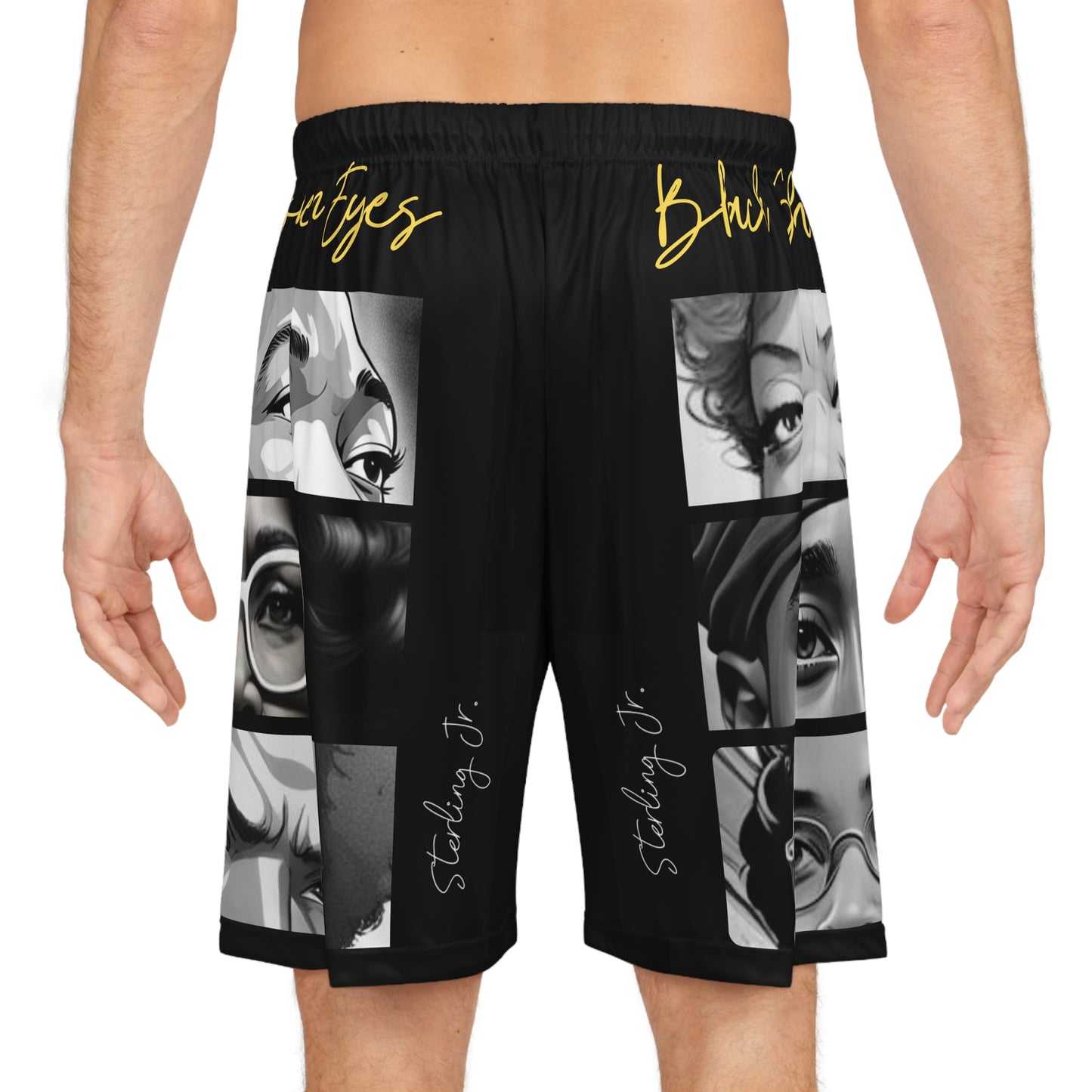 "Black Shonen Eyes" Basketball Shorts (AOP)