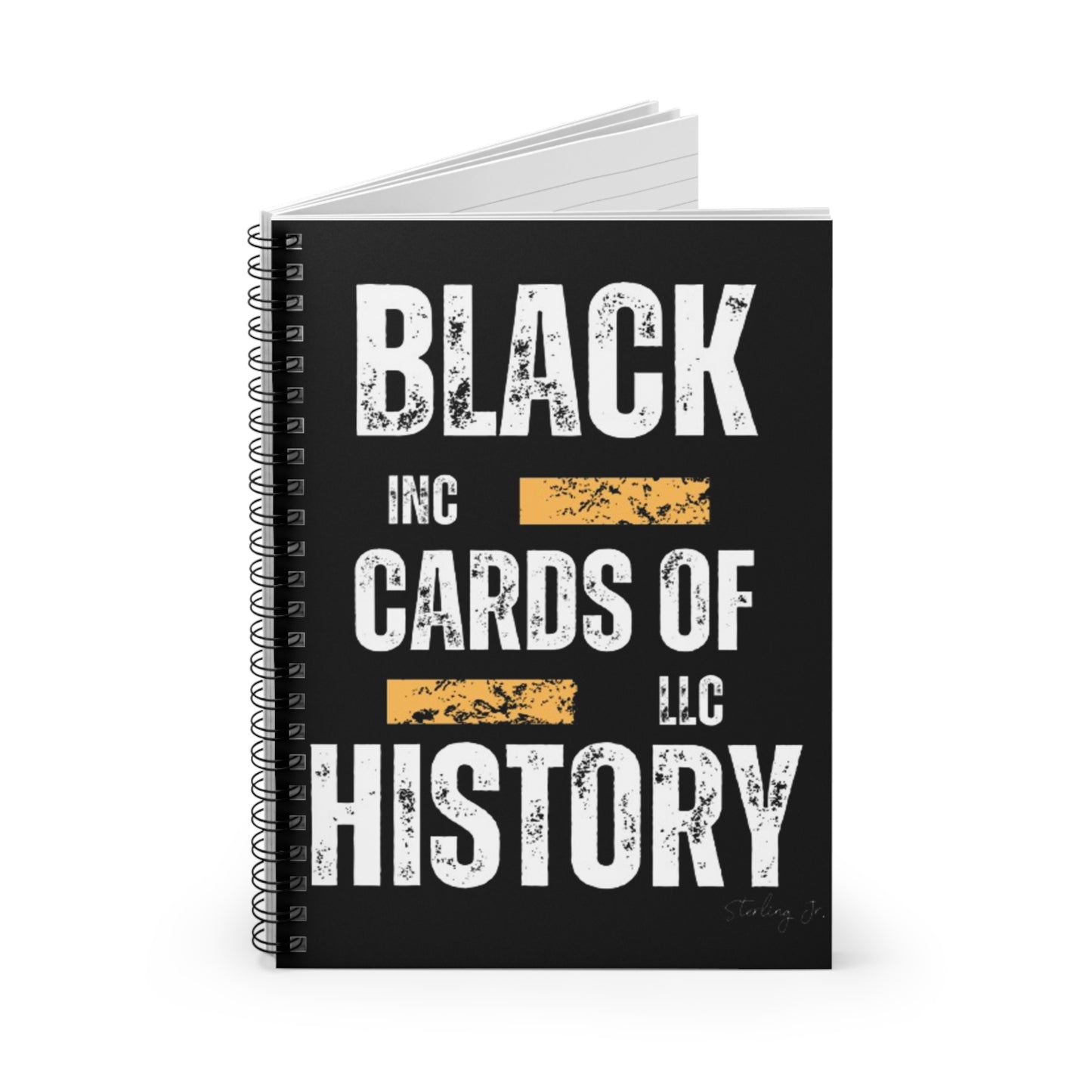 "Black Cards Of History - Front" Spiral Notebook - Ruled Line