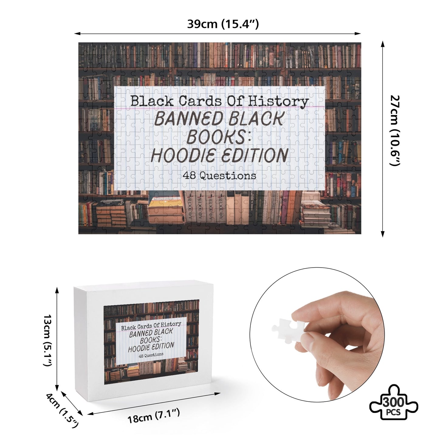 "Banned Black Books: Hoodie Edition" Wooden Jigsaw Puzzle (300 Pcs)