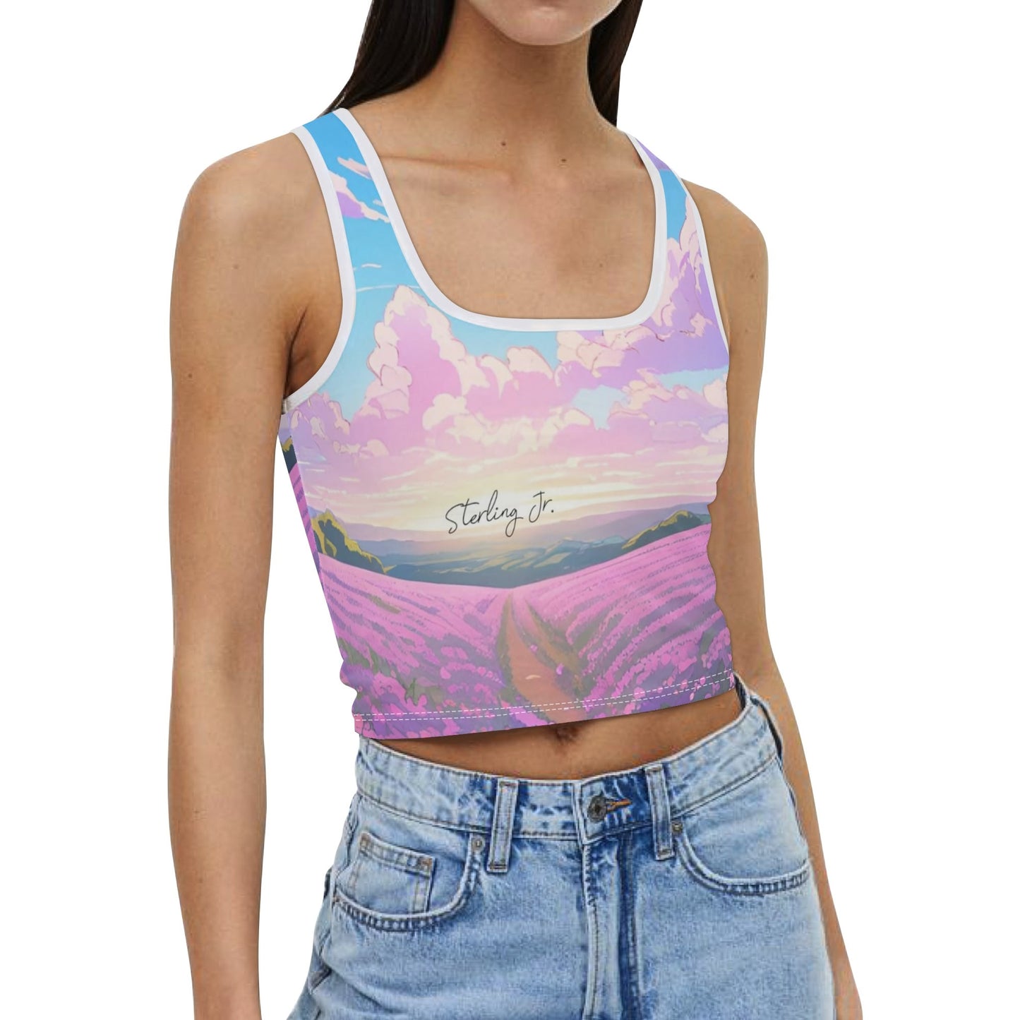 "The Flower Blog" Womens Casual Summer Sleeveless Stretch Crop Tank Top Shirts