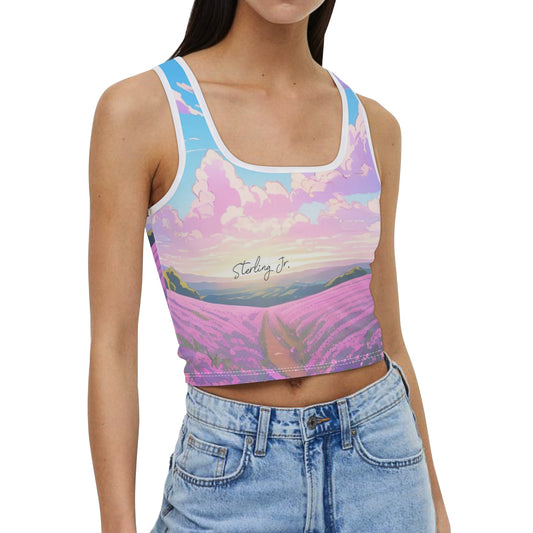 "The Flower Blog" Womens Casual Summer Sleeveless Stretch Crop Tank Top Shirts