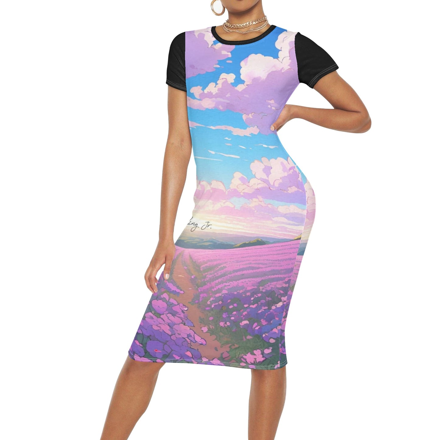 "The Flower Blog" Women's Short Sleeve Dress Casual Tshirt Long Dresses