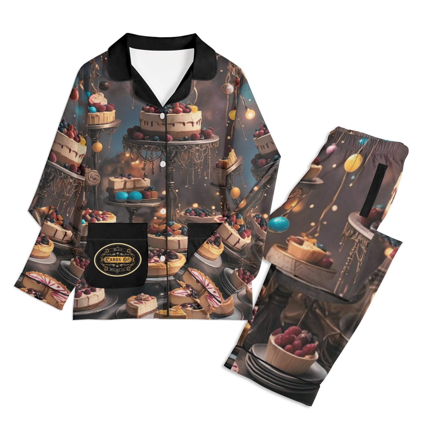 "The Cheesecake Club" Children's Long Sleeve Nightwear Pajama Set with Pockets