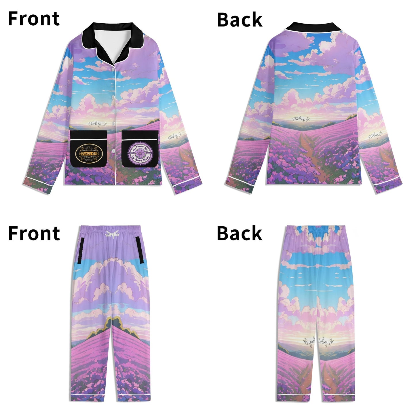 "The Flower Gift" Children's Long Sleeve Nightwear Pajama Set with Pockets