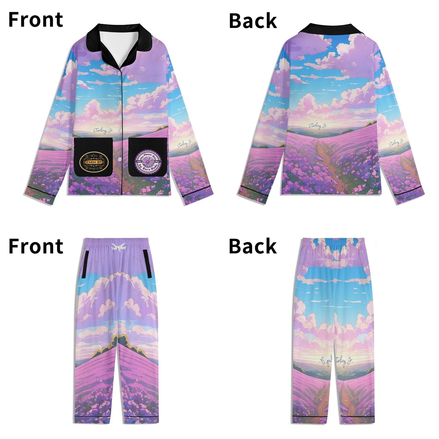 "The Flower Gift" Children's Long Sleeve Nightwear Pajama Set with Pockets