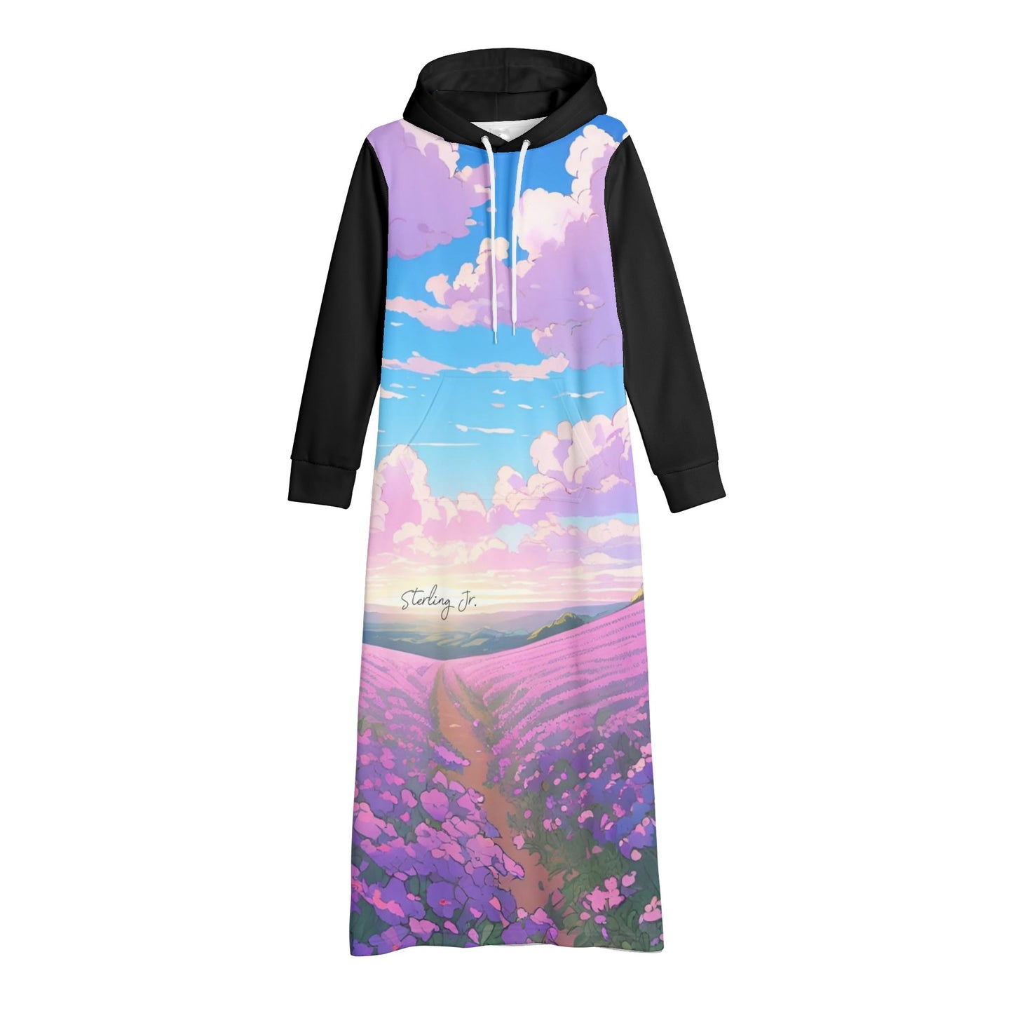 "The Flower Gift" Women's Casual Lightweight Long Hoodie Dress