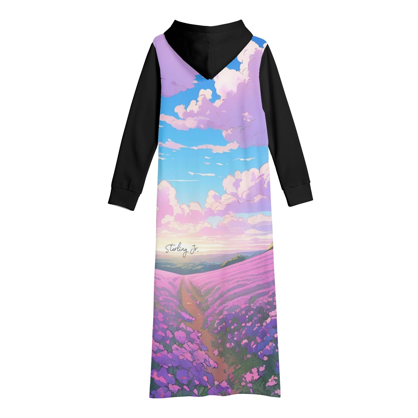 "The Flower Gift" Women's Casual Lightweight Long Hoodie Dress