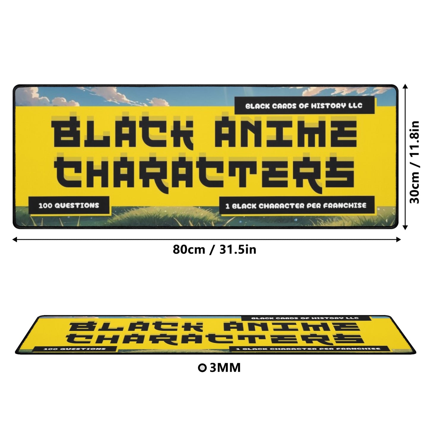 "Black Anime Characters" Rectangle Rubber Gaming Mouse Mat Pad