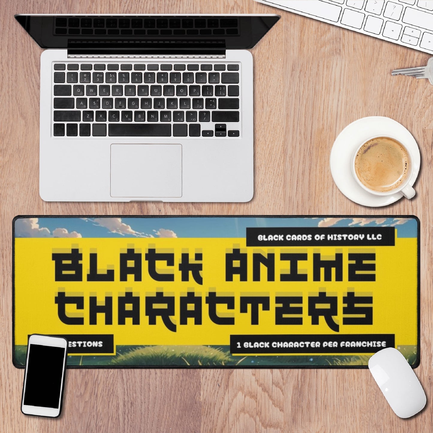 "Black Anime Characters" Rectangle Rubber Gaming Mouse Mat Pad