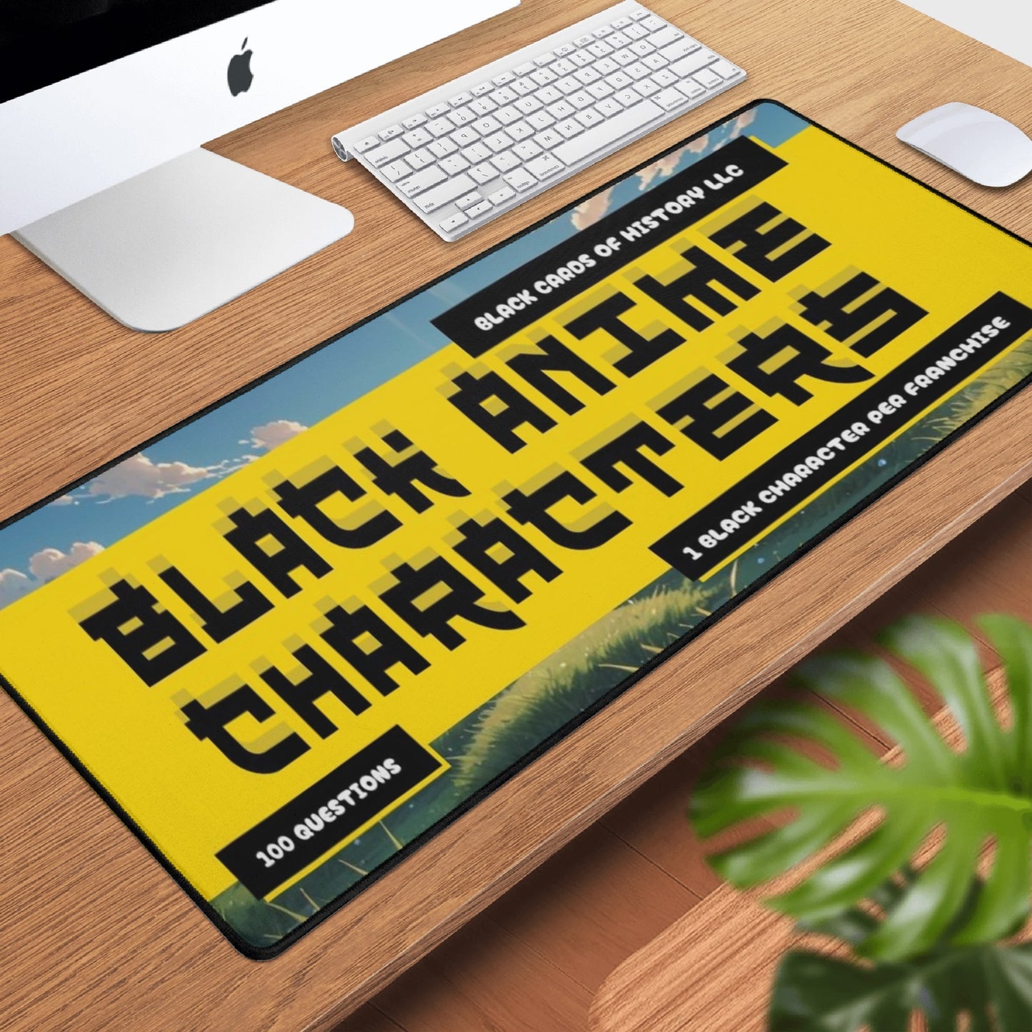 "Black Anime Characters" Rectangle Rubber Gaming Mouse Mat Pad