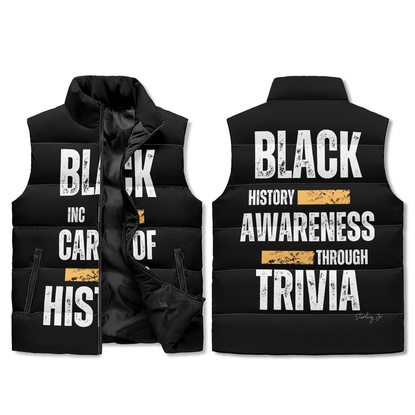 "Black Cards Of History" Puffer Vest