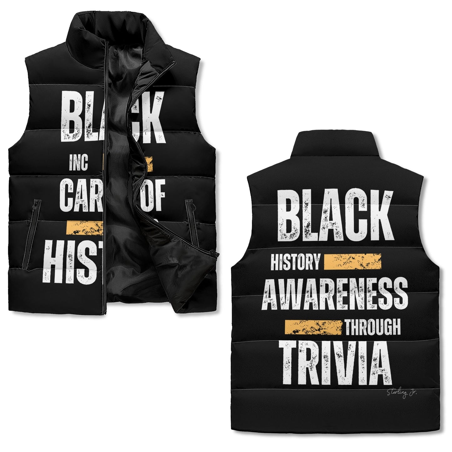 "Black Cards Of History" Puffer Vest