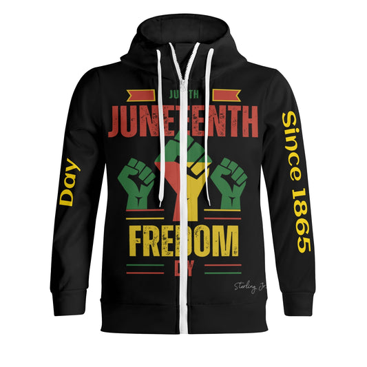 Juneteenth Fist Adult Full Zip Turtleneck Hoodie