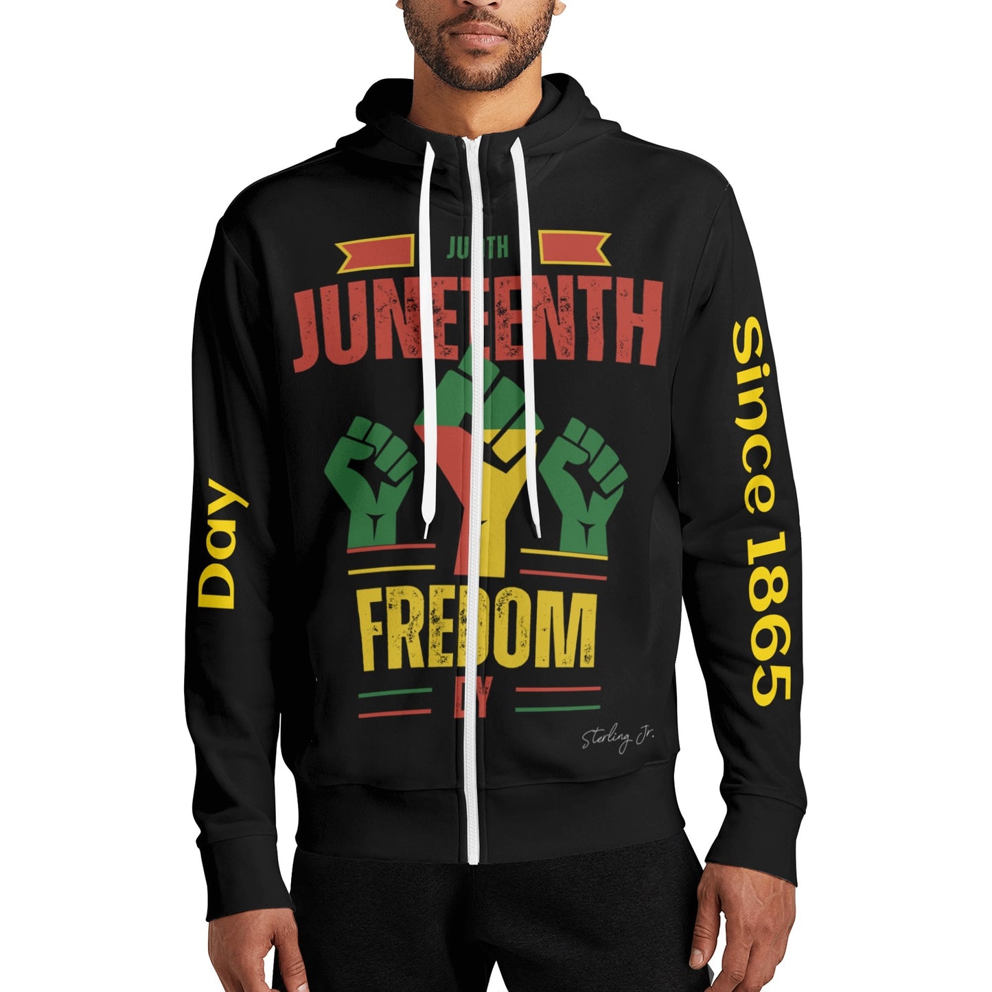 Juneteenth Fist Adult Full Zip Turtleneck Hoodie