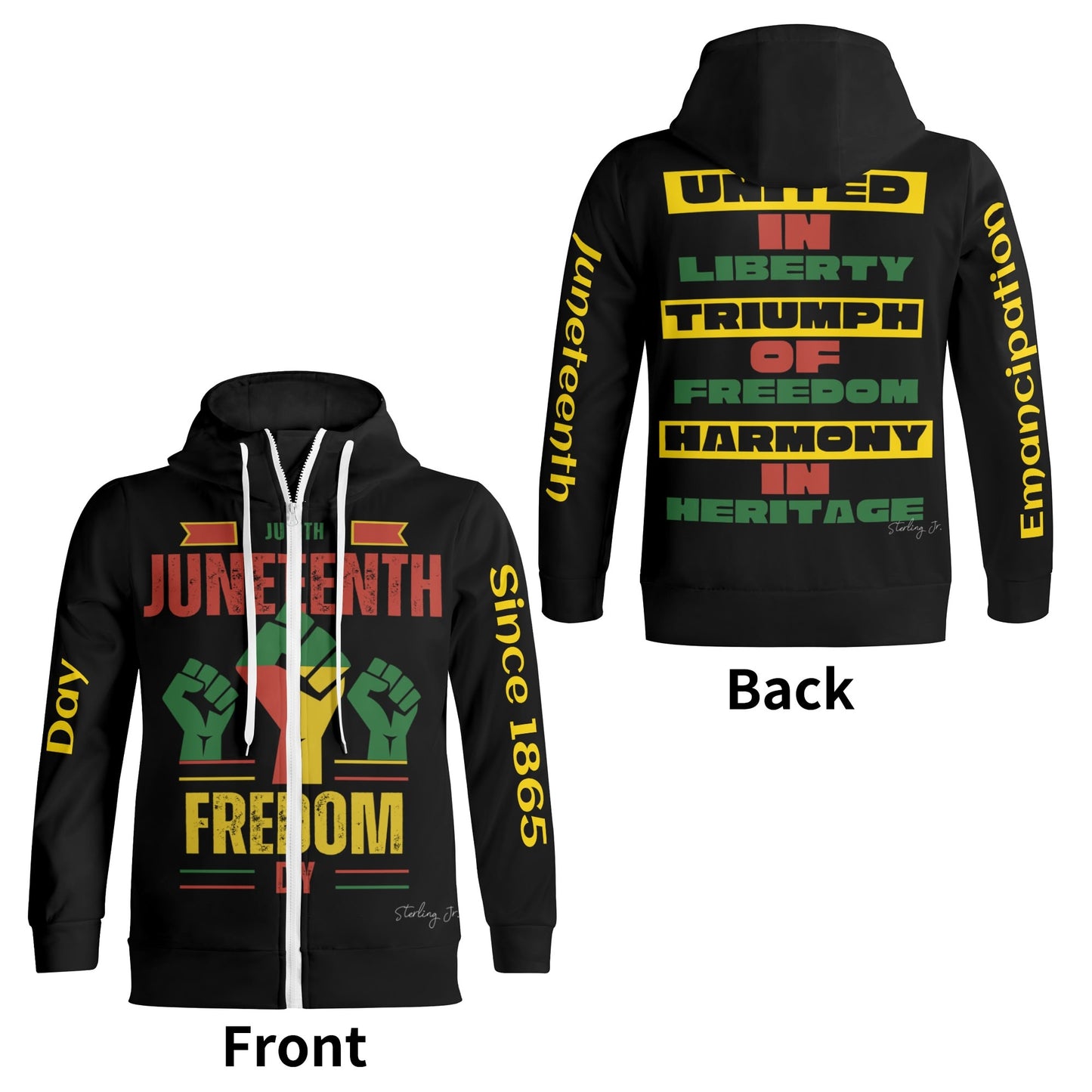 Juneteenth Fist Adult Full Zip Turtleneck Hoodie