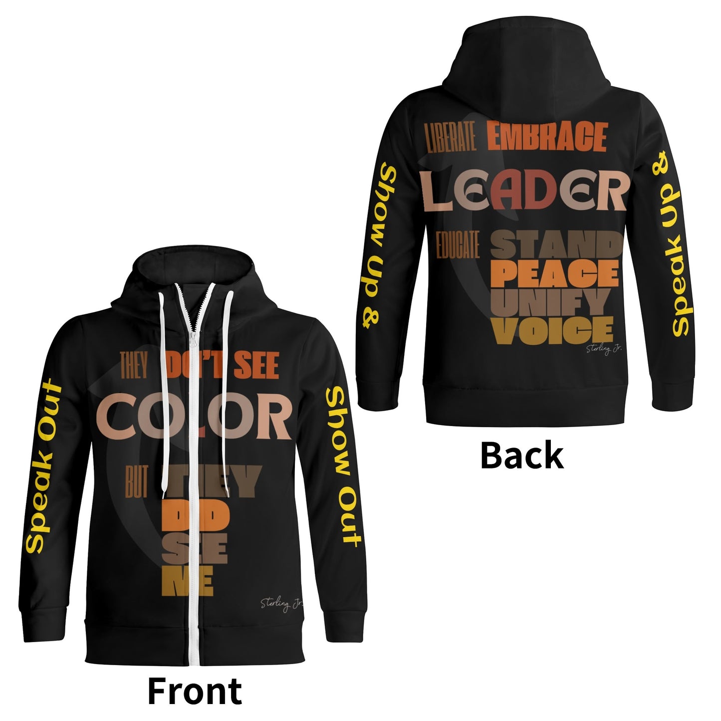 Seeing Beyond Color Adult Full Zip Turtleneck Hoodie