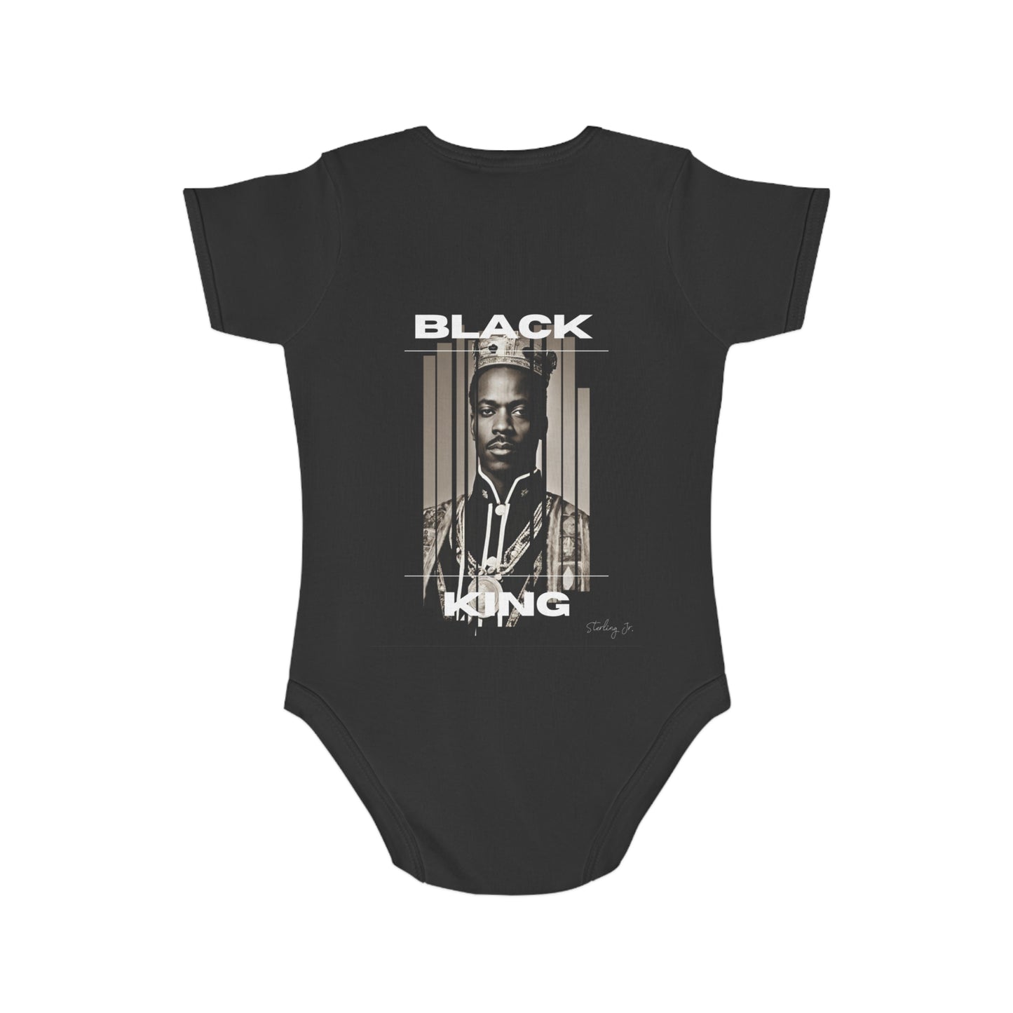 "Black King" Short Sleeve Baby Onesie