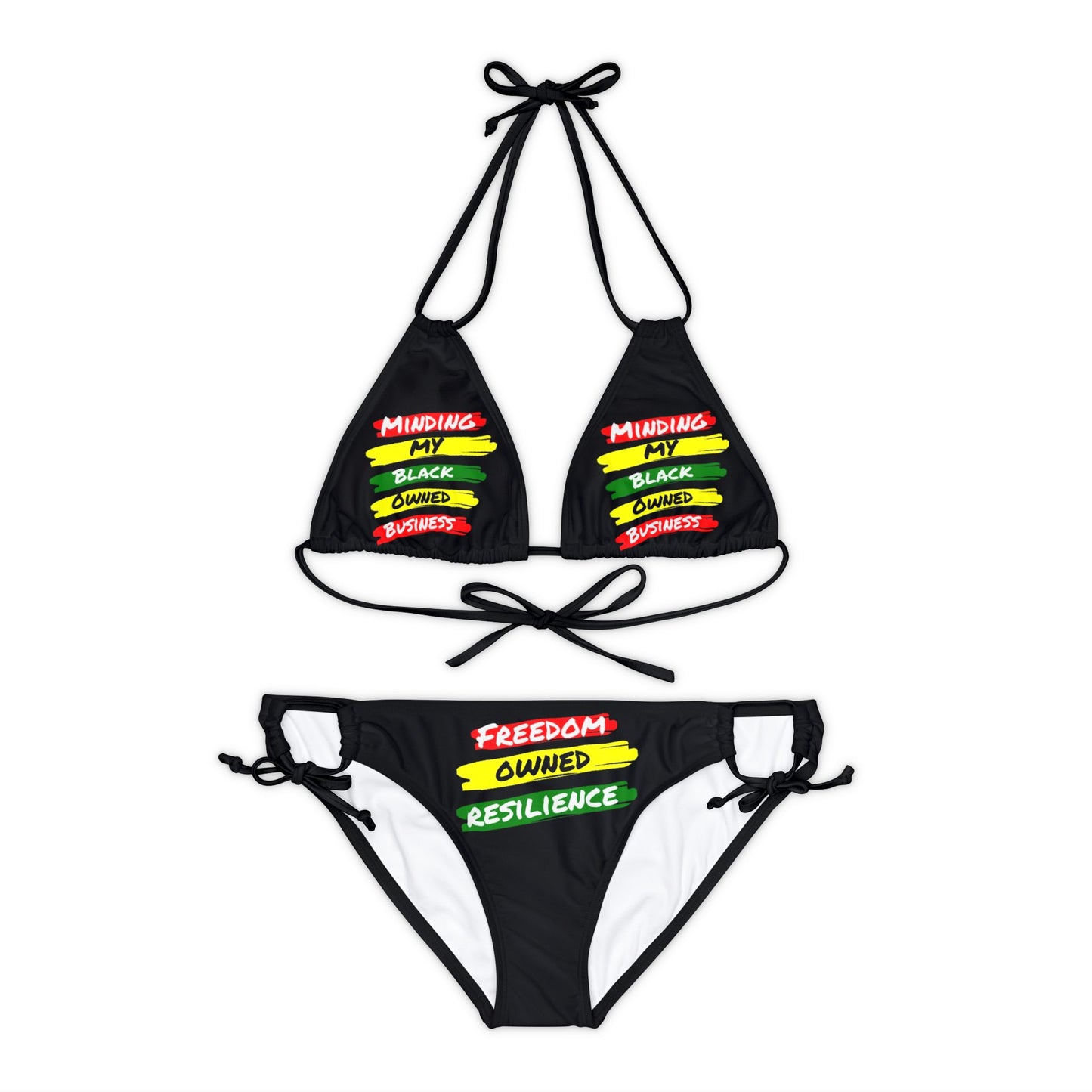 "Minding My Black Owned Business - Version D" Strappy Bikini Set