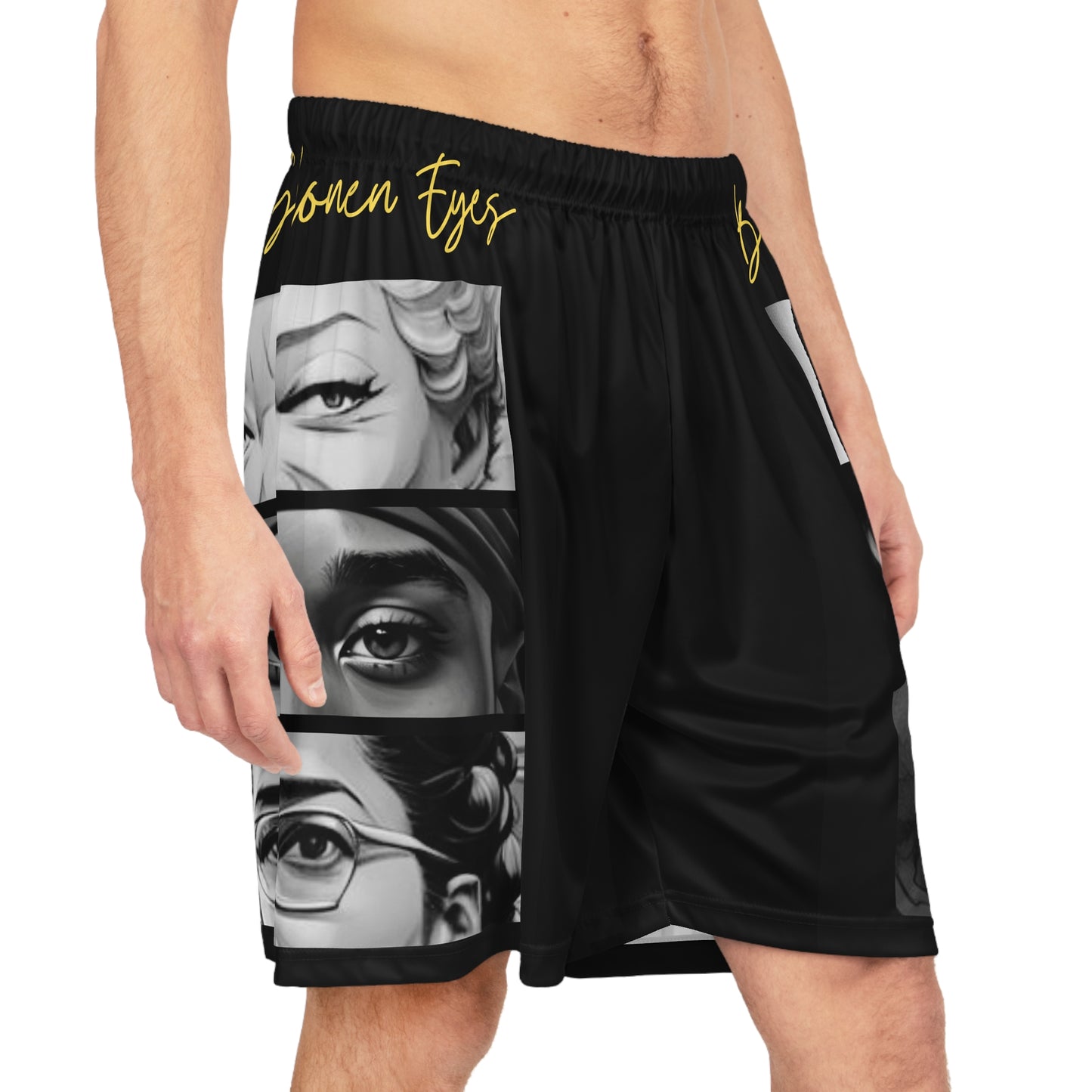 "Black Shonen Eyes" Basketball Shorts (AOP)