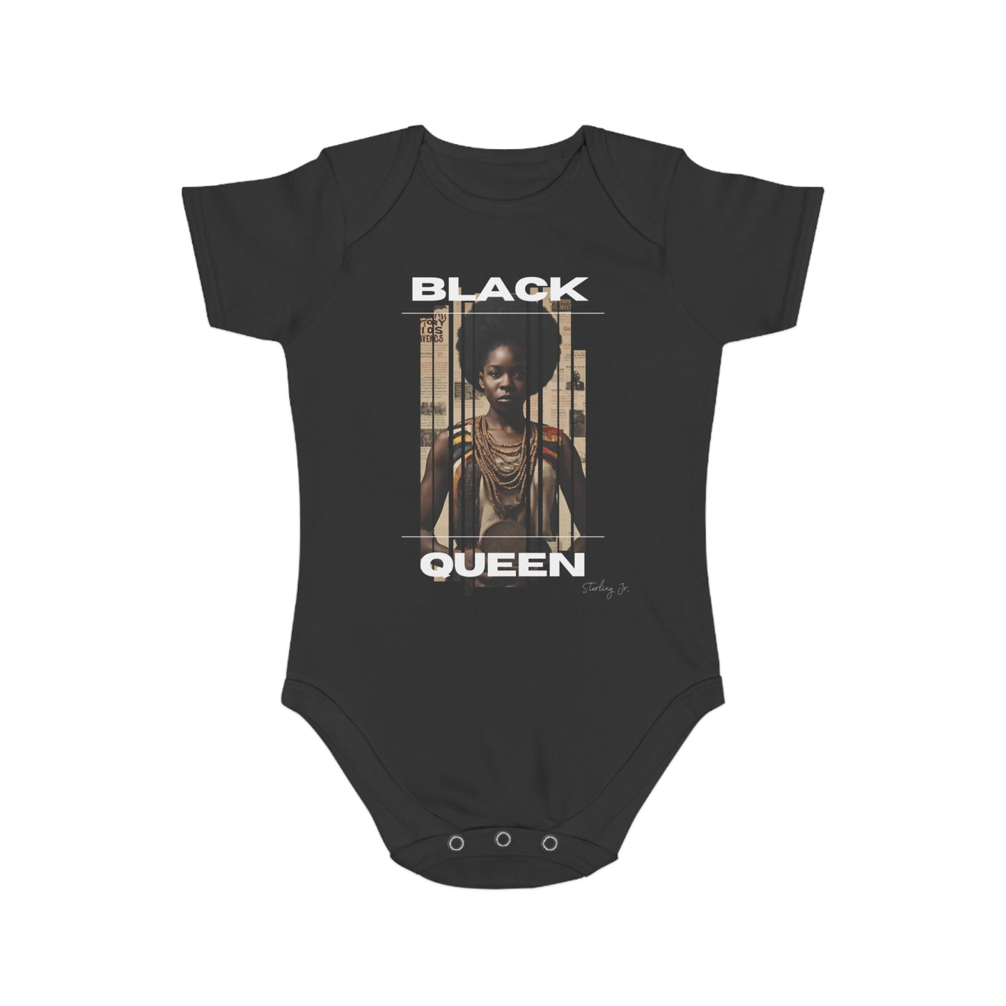 "Black Queen" Short Sleeve Baby Onesie